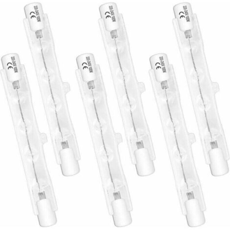 6er-pack R7s Halogenlampen 78mm 100w 230v, Dimmbare Halogen-röhrenlampe, Warmweißes Licht 2700k, 1500lm Lichtstrom, Lineare Halogen-strahler - Inhhub