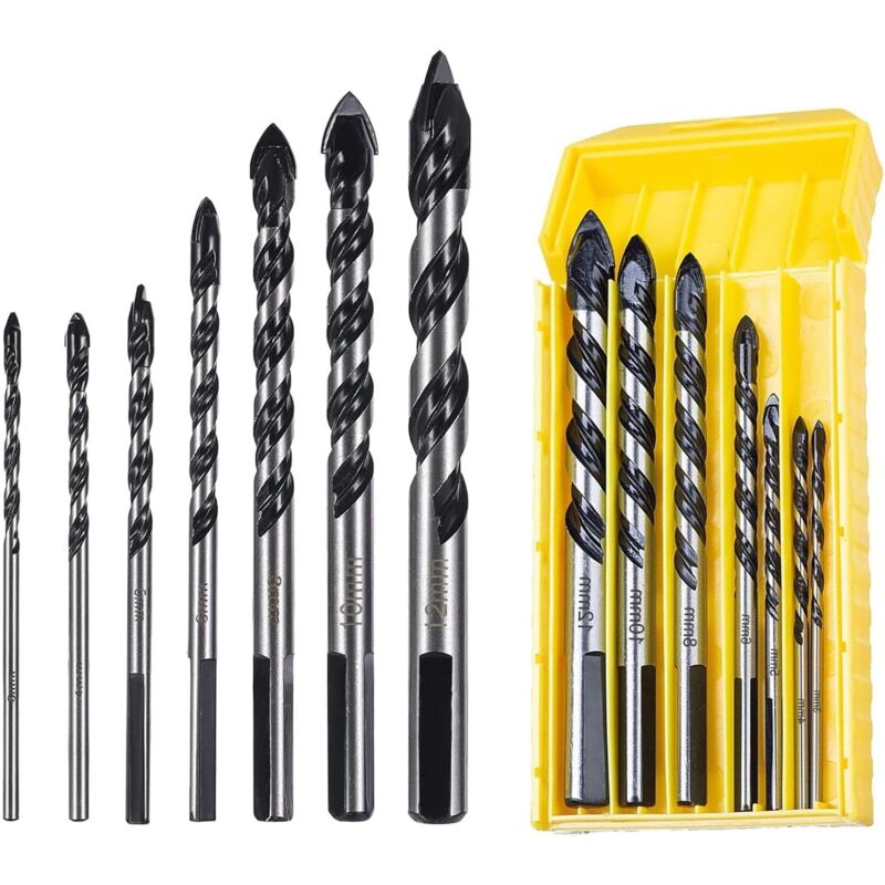 Satz Aus 7 Bohrern Für Fliesen, Glas, Spiegel, Mauerwerk Und Holz (3, 4, 5, 6, 8, 10, 12 Mm, 1 Set)