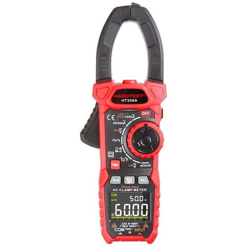 Stromzange Für Ac/dc Bis 1000 A – Messung Von Ac/dc-strom Bis 1000 V – Vfd- Und Loz-modus – Norm Cat Iv 600v, Cat Iii 1000v - Ht208d