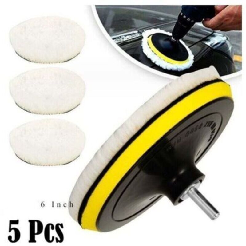 5 Stück 150mm Wollpolierschwämme, Polierscheiben Schwamm-polierpads Set Für Autos Mit M14 Bohrer Für Bohrmaschine Zum Autopolieren, Schleifen Und Wachsen