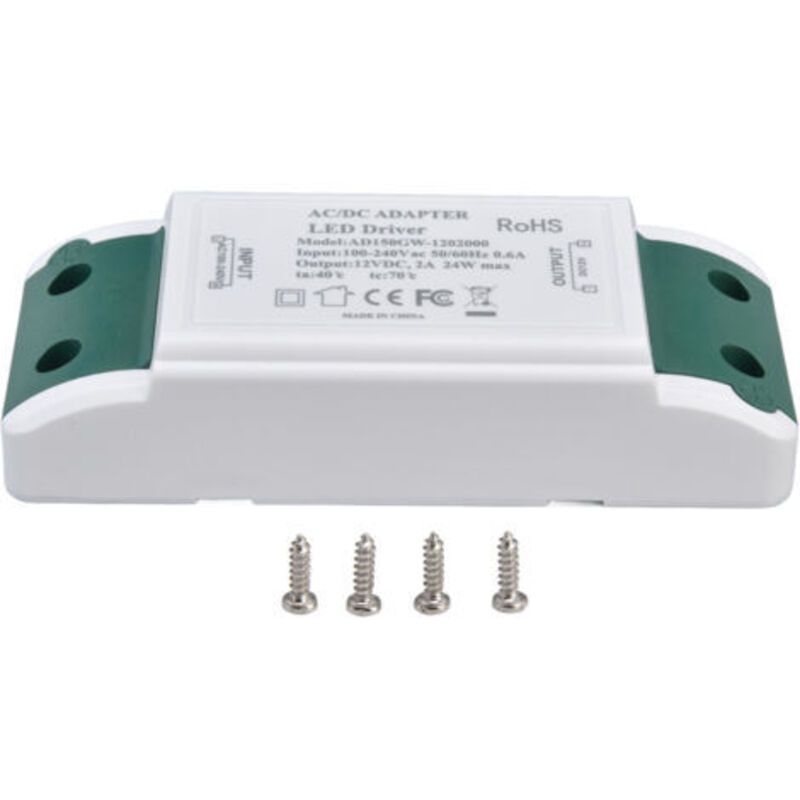 Led-treiber 12v 24w 2a – Transformator Für Lichtleisten Und Schrankbeleuchtung – Ac 100-240v – Einfache Und Sichere Installation - Ac100-240v