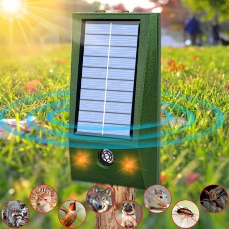 Ultraschall-mückenschutz Für Tiere, Für Innen- Und Außenbereich, Ip66 Wasserdicht, Solarbetrieben, Mit Hängender Led-blinkleuchte, Wirksam Gegen Mücken, Hunde, Katzen, Hirsche, Waschbären, Hasen, Stal