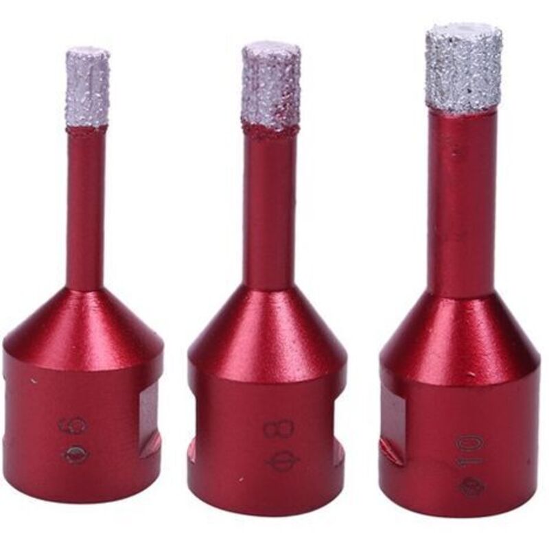 3-teiliges Set Diamant-bohrkronen M14 – Durchmesser 6/8/10 Mm – Länge 60 Mm – Für Trockenes Bohren In Fliesen, Marmor Und Granit