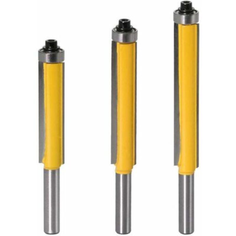 3 Stück 8 Mm Bündigfräser Mit Lager, Kopierfräser Mit Oberem Lager, Extra Langer Holzfräser