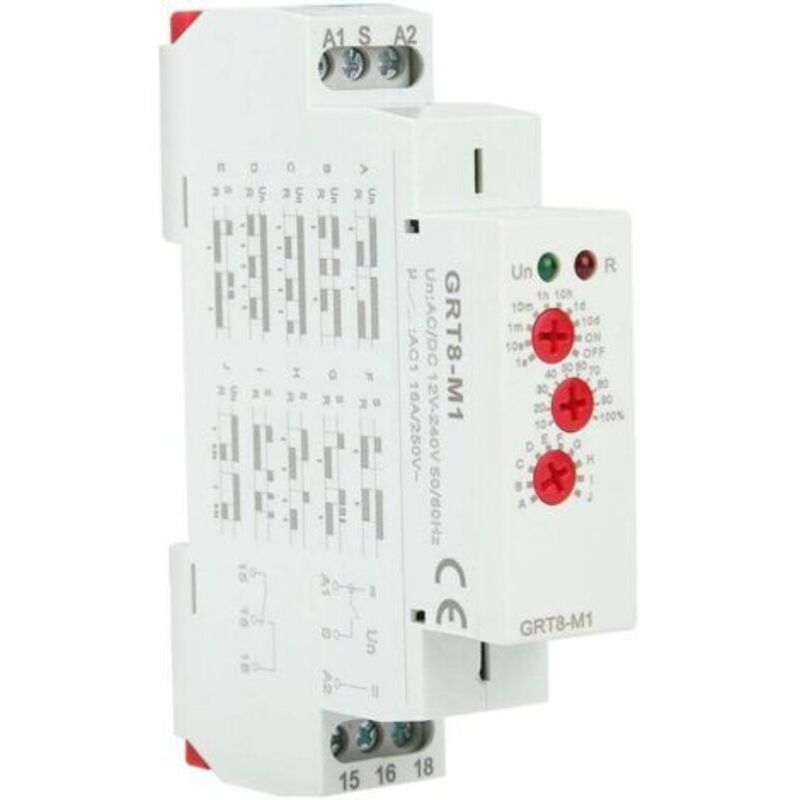 Verzögerungsrelais Grt8-m1 Mit 10 Funktionen, 35 Mm Din-schienenmontage, Ac/dc 12 V–240 V, 50–60 Hz
