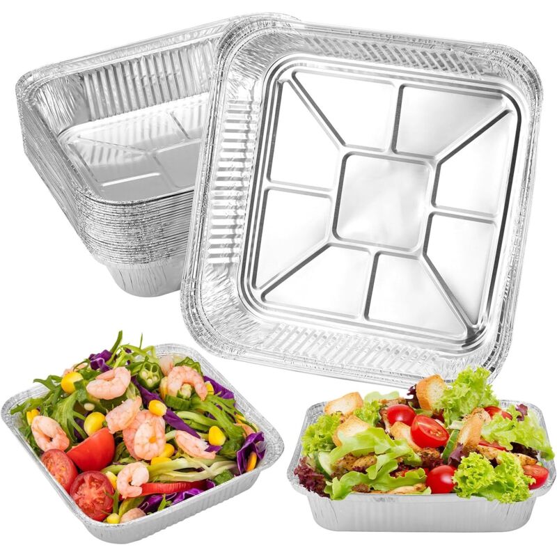 30 Stück Aluminiumschalen In Der Box, 1200 Ml, Einweggeschirr Für Grillen, Kochen, Küche, Ofen (21 × 21 × 4,5 Cm)