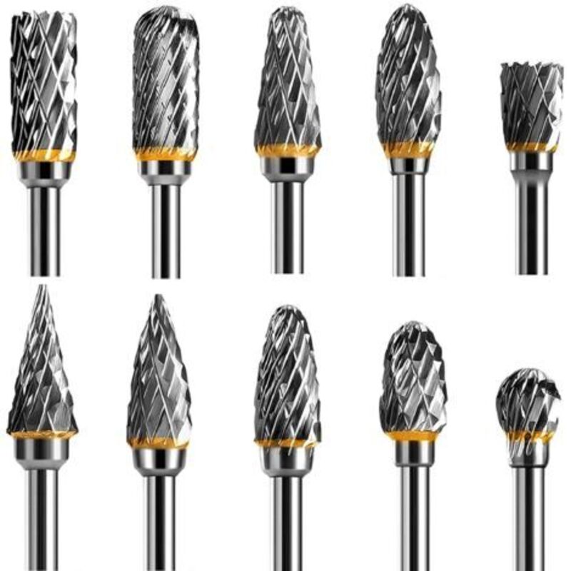 Drehfräser-set Aus Hartmetall, Doppelschneidig, 10-teilig, Schaft 1/8“ Für Drehwerkzeuge, Ideal Für Diy, Holzschnitzerei, Metallpolieren, Gravur Und Bohren