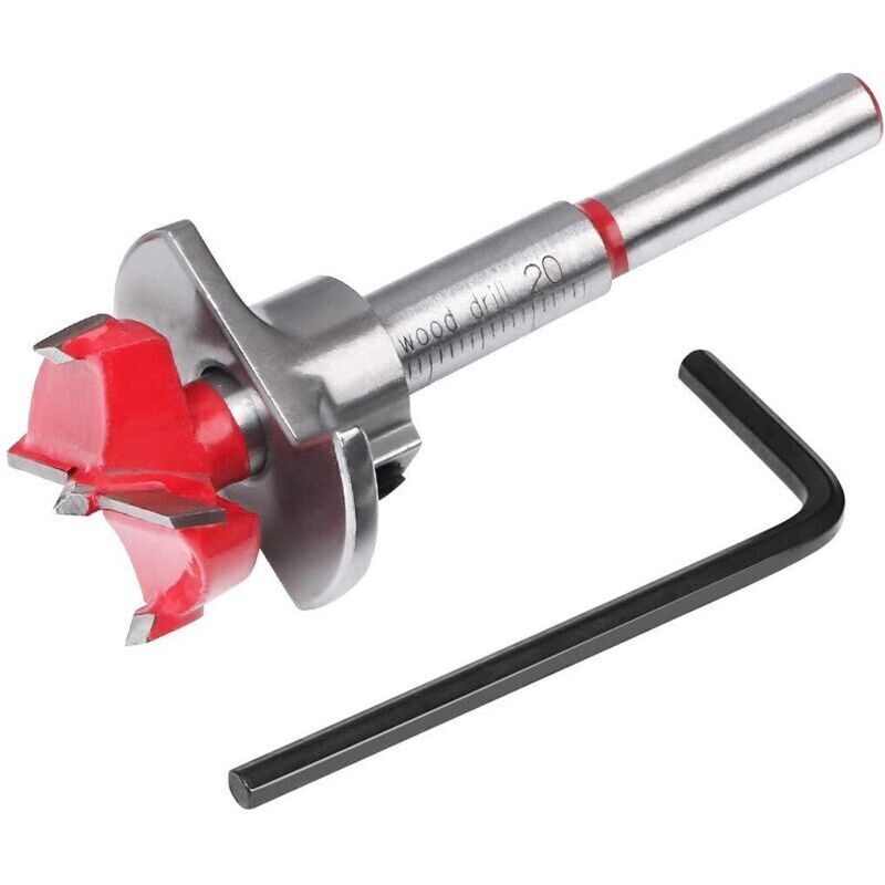 Holzfräser, Ø 20 Mm, Verstellbarer Holzbohrer, Hartmetall-lochsäge Mit Tiefenanschlag (tiefenbereich 10–40 Mm)