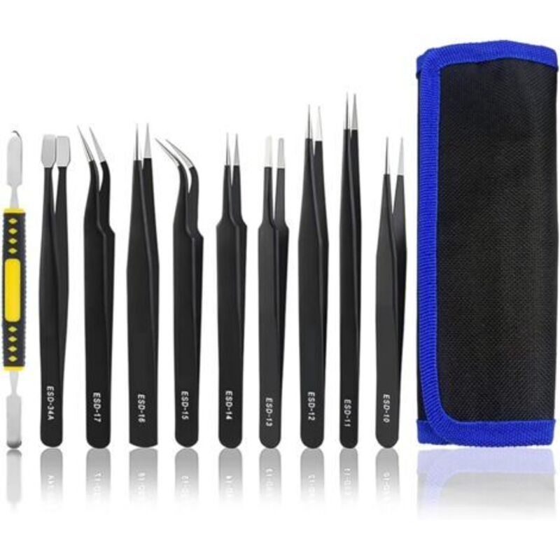 10 Stück Antistatische, Antimagnetische Edelstahl-pinzetten In Mehreren Standards – Perfekt Für Laborelektronik, Schmuck, Kosmetik Und Präzisionsarbeiten
