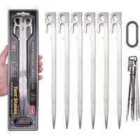 6 Robuste Zelt-heringe, 28 Cm Camping-bodenanker Aus Edelstahl, Multifunktional Mit Haken Und Öse Für Outdoor, Reisen, Wandern, Gartenarbeit, Harter Boden (mit Karabiner)