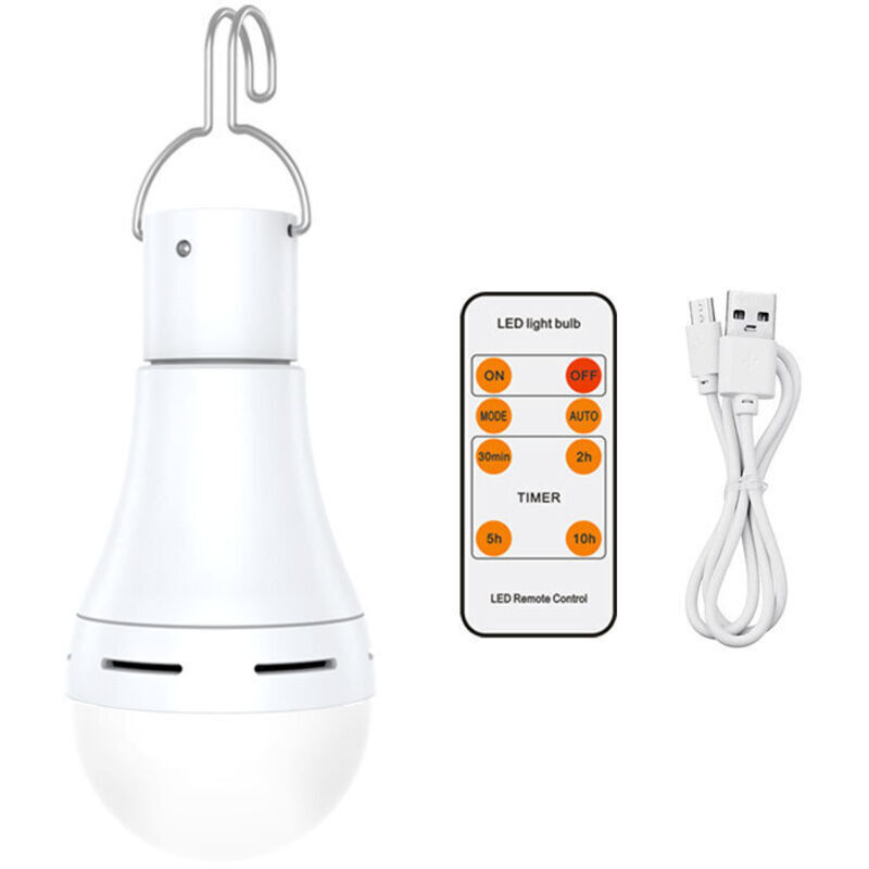 Wiederaufladbare Led-glühbirne 7w E27, Taktil Dimmbar – Fernbedienung – Bis Zu 24h Akkulaufzeit – Haken Zum Aufhängen – Für Outdoor-camping