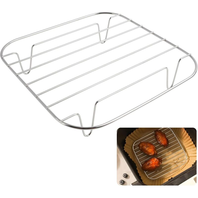 Gitter Für Heißluftfritteuse, Zubehör Für Heißluftfritteuse, Kompatibel Mit Cosori Dual Blaze Und Turboblaze, Edelstahl S304, Minimal Erforderliche Diagonale 27 Cm, Vielseitig Einsetzbar, 20,5x20,5x5,
