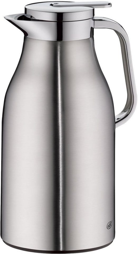 Alfi Isolierkanne SKYLINE, mit Hartglaseinsatz und ergonomischem Griff, 1,5 l, (1-St), 12h heiß & 24h kalt, Drehverschluss mit bequemem Druckknopf