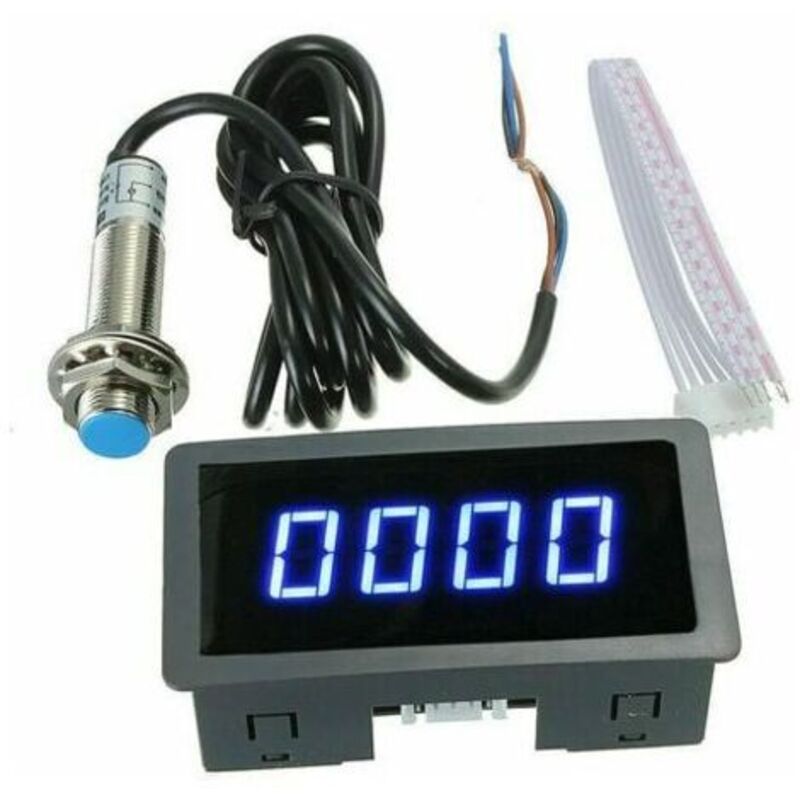 Digitaler Tachometer 5-9999 U/min Mit Hall-sensor Npn – Blaue Led-anzeige – Erfassungsbereich 10 Mm – Temperatur 0-50°c