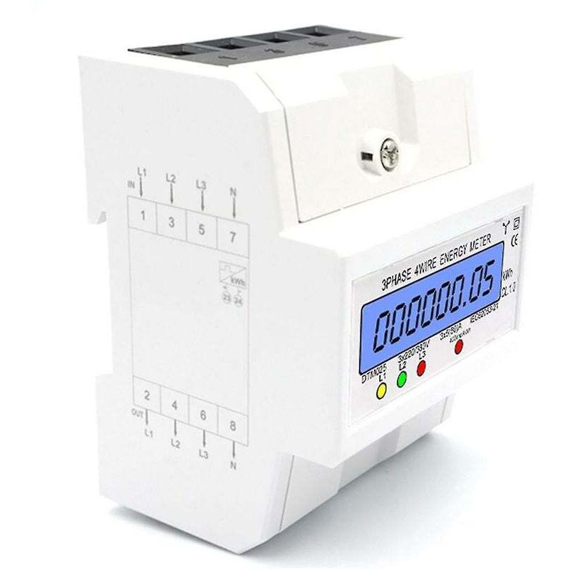 Dreiphasiger Energiezähler 220/380v – 5-80a – Lcd-bildschirm Mit Hintergrundbeleuchtung – Din-schienenmontage – Genauigkeit 1.0 Iec62053-21