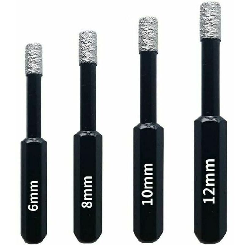 4-teiliges Diamantbohrer-set Für Fliesen, Keramik, Gebrannten Ton, Ziegel, Glas Und Stein. Professionelle Diamantbestückte Lochsägen - 6mm 8mm 10mm 12mm