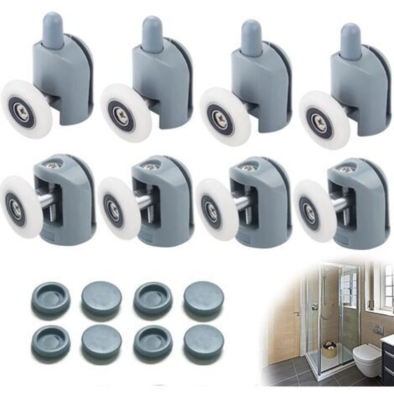 Duschwandräder 23mm – 8er Set Mit 4 Oberen Und 4 Unteren Rollen – Material: Messing Und Abs – Einfache Installation