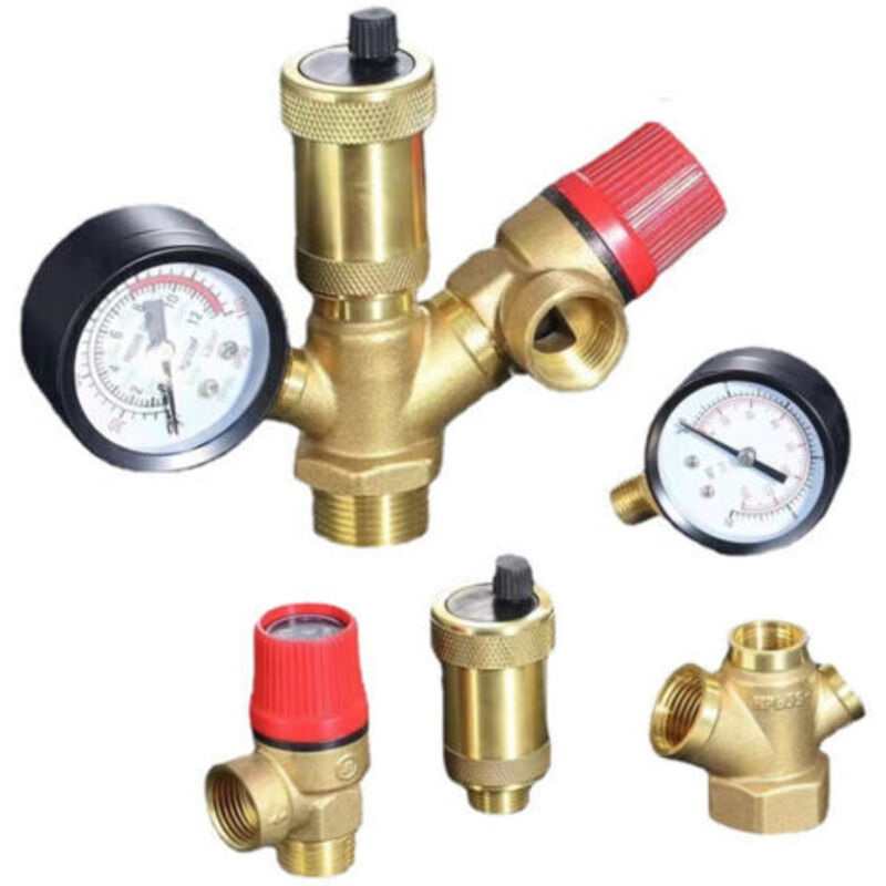 Kessel-sicherheitsgruppe, Sicherheitsgruppe, Anschluss- Und Druckentlastungsgruppe Dn25 (1"), Heizsystem, Heizung, 3 Bar, Gold