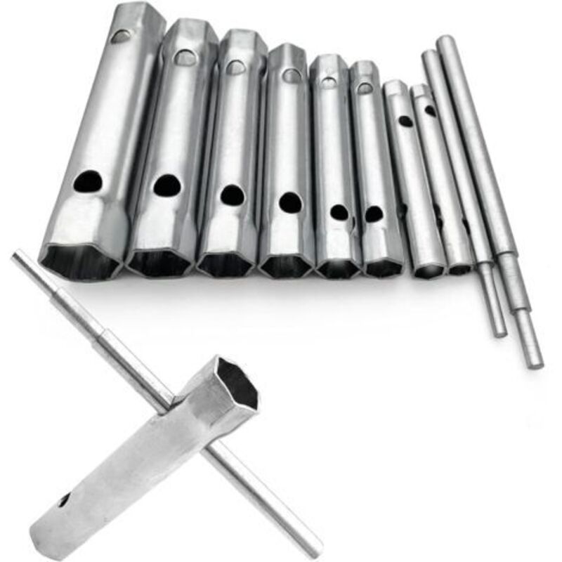 Satz Von 10 Steckschlüsseln, 6 Bis 22 Mm, Rohrschlüssel, Zündschlüsselschlüssel Zum Einschrauben Der Zündkerze, Demontage/montage Von Armaturen Und Mischern, Lösen Von Unzugänglichen Schrauben