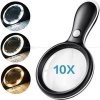 Loupe Eclairante, 10x Lese-lupe Mit 3 Beleuchtungsmodi Und 18 Leds Für Das Lesen Älterer Menschen, Inspektion, Freizeit, Handwerk Und Kindererkundung (schwarz)