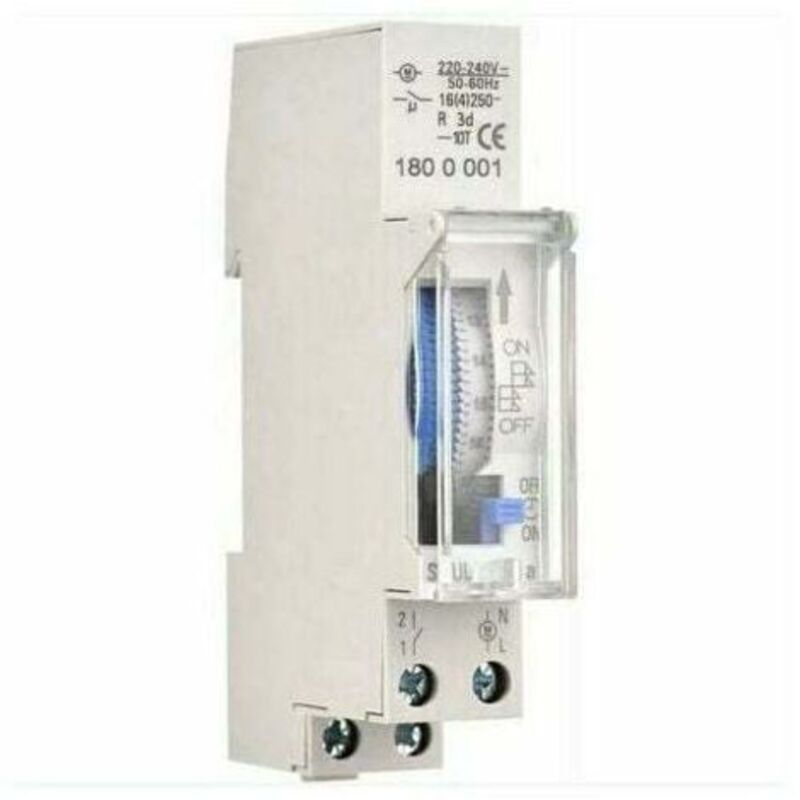 24-stunden Mechanischer Zeitschalter, Minimale Schaltzeit 15 Minuten, Hutschienenmontage, Integrierter Akku, Sul180a Ac220-240v Grau - Sul180a Ac220-240v Grau