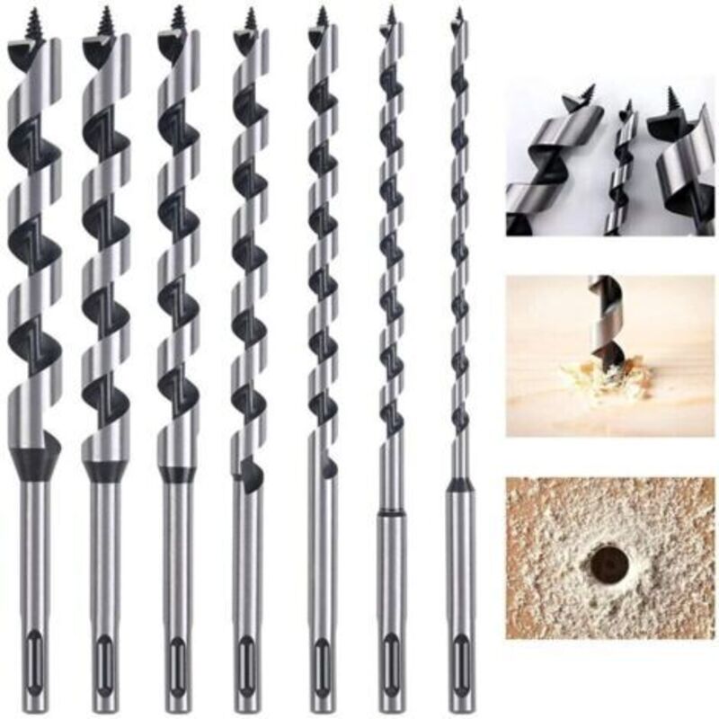 7-teiliges Spiralförmiges Holzbohrer-set – Kohlenstoffstahl-bohrer Für Hartholz – Durchmesser 6 Bis 18 Mm – Länge 230 Mm – Sds-plus