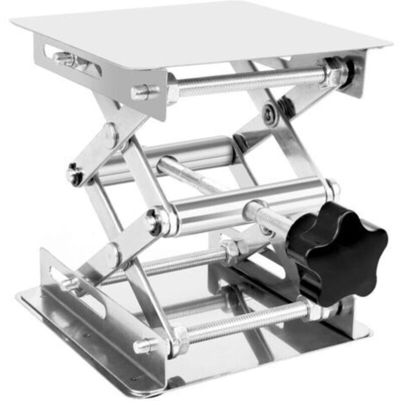 Labortischheber – Edelstahl – Höhenverstellbar 45-150 Mm – Plattform 100 Mm X 100 Mm – Max. Traglast 10 Kg