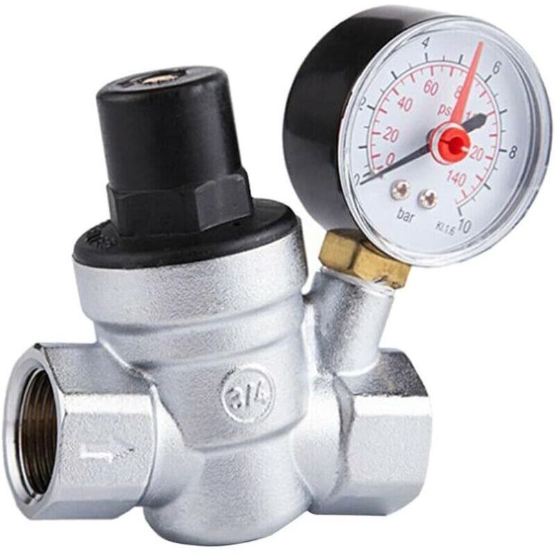 Einstellbarer Wasserdruckminderer 3/4 Zoll – Mit Integriertem Manometer – Druck 1,6 Mpa – Kompaktes Design Für Einfache Installation