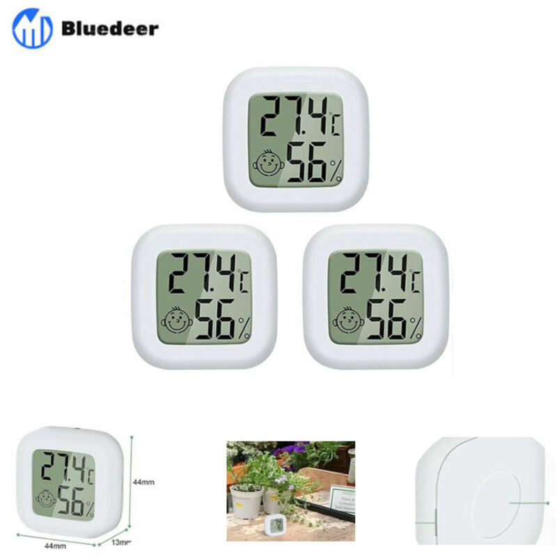 Mini-lcd-thermometer Und Hygrometer Für Den Innenbereich, Digitales, Hochpräzises Tragbares Temperatur- Und Feuchtigkeitsmessgerät -50 ℃ Bis 70 ℃, 10 % Bis 99 % Rf, Guazhuni (weiß), 3 Stück