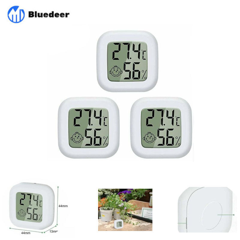 Mini-lcd-thermometer Und Hygrometer Für Den Innenbereich, Digitales Tragbares Gerät Mit Hoher Präzision Für Temperatur Und Luftfeuchtigkeit, -50 °c Bis 70 °c, 10 % Bis 99 % Rf, Guazhuni (weiß), 3 Stüc