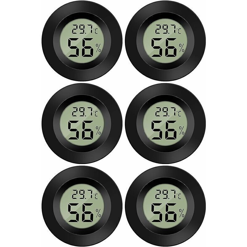 Mini Digitaler Lcd-thermometer Hygrometer Temperatur Luftfeuchtigkeit -50 Bis 70℃ 10% Bis 99% Rh Tragbares Thermo-hygrometer Indikator Für Büro Küche Humidore Inkubatoren Reptilien (6 Stück - B)