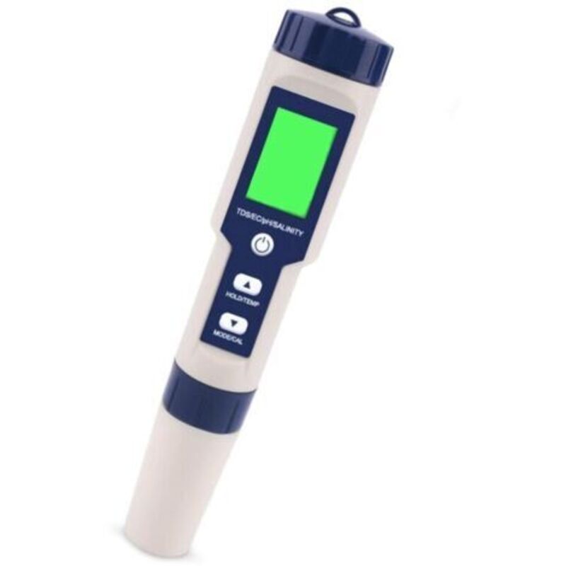 5-in-1 Elektronisches Ph-messgerät, Messung Von Ph-wert, Tds, Ec, Salzgehalt Und Temperatur. Wasserqualitätstester Mit Lcd-bildschirm Und Hoher Ablesegenauigkeit, Für Trinkwasser, Aquarien, Schwimmbäd