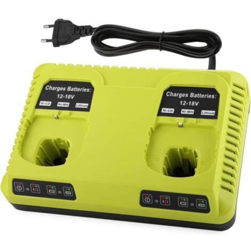 Ladegerät Für Ryobi 18v-akkus – Schnellladegerät 3a – Kompatibel Mit Lithium-ionen, Ni-cd, Ni-mh – Lädt Zwei Akkus Gleichzeitig