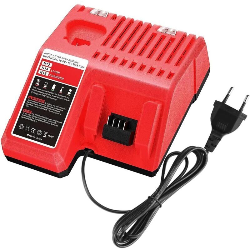 Schnellladegerät 12v 18v Für Lithium-ionen-akkus Von Milwaukee – Stromstärke 3a – Kompatibel Mit Modellen M12 Und M18 – Effizientes Und Sicheres Laden
