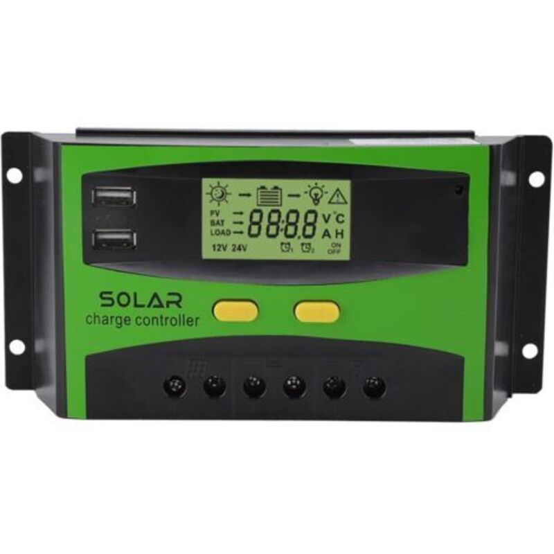 Pwm-solarregler 12 V/24 V, Intelligenter Batterieladeregler Für Solarpanel Mit Dualen Usb-anschlüssen Und Lcd-bildschirm Für Haus Und Garten (30 A)