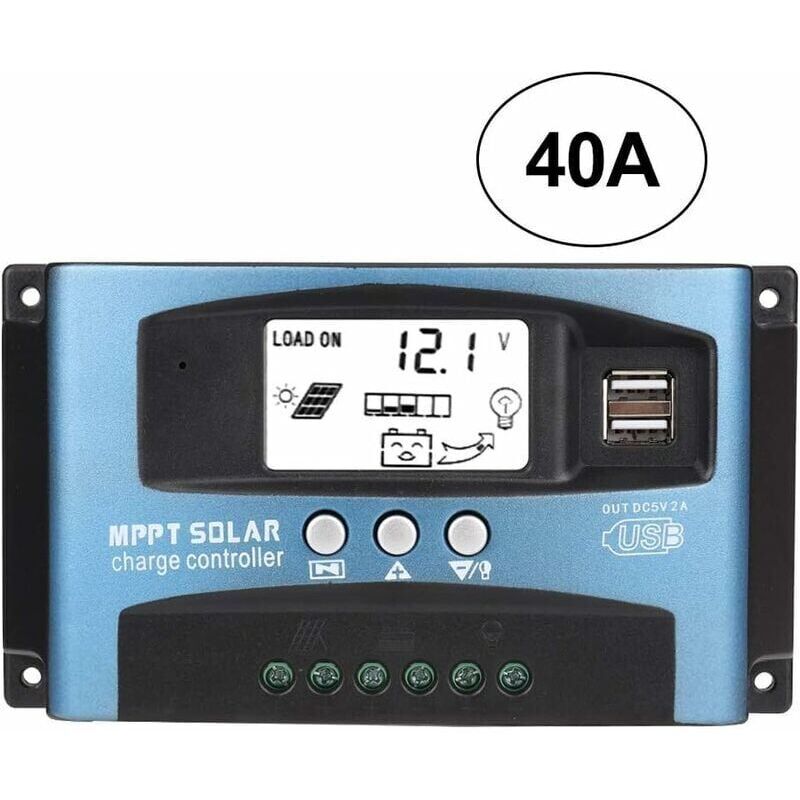 Mppt-solarladeregler 40a, Intelligenter Batterieregler Für Solarpanel-batterie Mit Usb, 12v 24v Mit Lcd-bildschirm (40a)