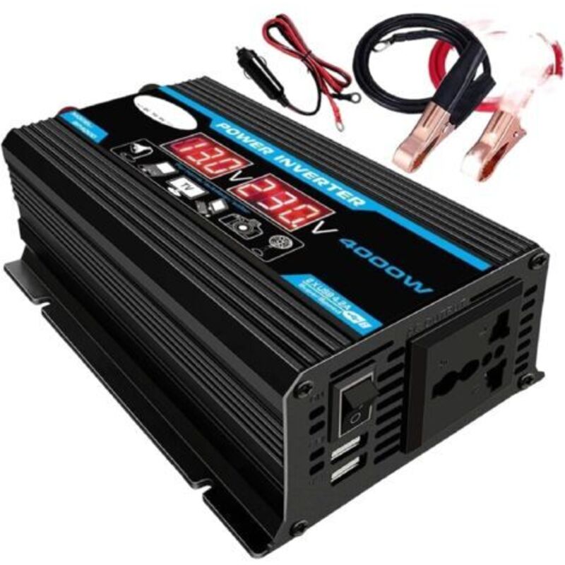 12v 220v Reiner Sinus Wechselrichter 4000w, Sinuswelle Transformator Mit Fernbedienung & Doppelten Ac-steckdosen Für Wohnmobile, Autos Und Lkw
