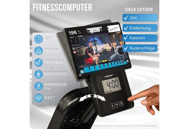 Christopeit Sport® Rudergerät Wasserrudergerät Garda (120 kg max. Benutzergewicht, Kinomap-App kompatibel, Sport), Rudermaschine