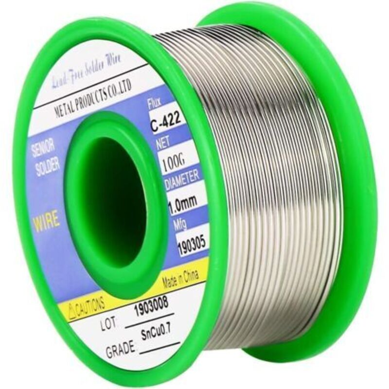 Löt Draht, 1,0 Mm Lötdraht Zum Löten, Sn 99,3 % Cu 0,7 % Bleifreier Lötdraht Mit Kolophoniumkern, Für Elektrische Lötarbeiten (100 G)