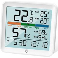 Digitaler Innen-thermometer Und Hygrometer - Präziser Luftfeuchtigkeitsmesser Und Temperaturmonitor Mit Max/min-aufzeichnung, Lcd-hintergrundbeleuchtung Und Komfort-icon Für Zuhause Und Gewächshaus