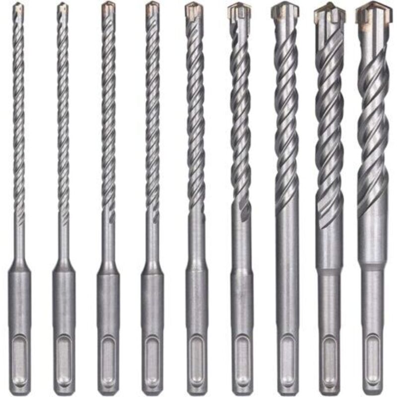 Minkurow Betonbohrer, 9-teilig (5 Mm 16 X 160 Mm), Sds-plus Schlagbohrer Für Elektrische Schlagbohrmaschinen, Kreuzbohrer Für Ziegel, Stein, Naturstein Und Metall