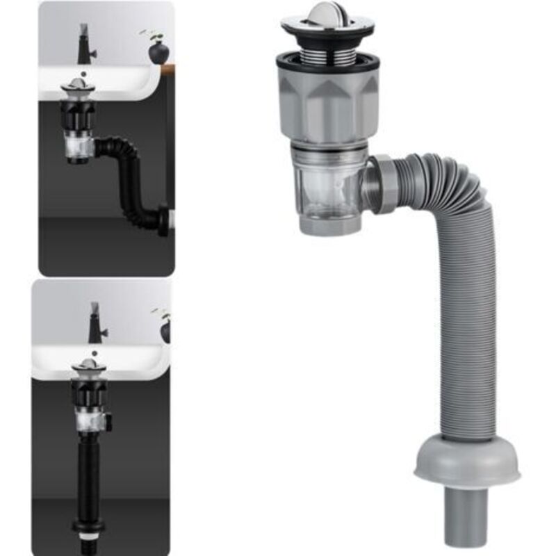 Waschbecken-abflussset Mit Ausziehbarem Und Flexiblem Stopfen, Geruchshemmend Für Löcher Von 1-1/4", 1-1/2" Und 2" (stil: Klappe)
