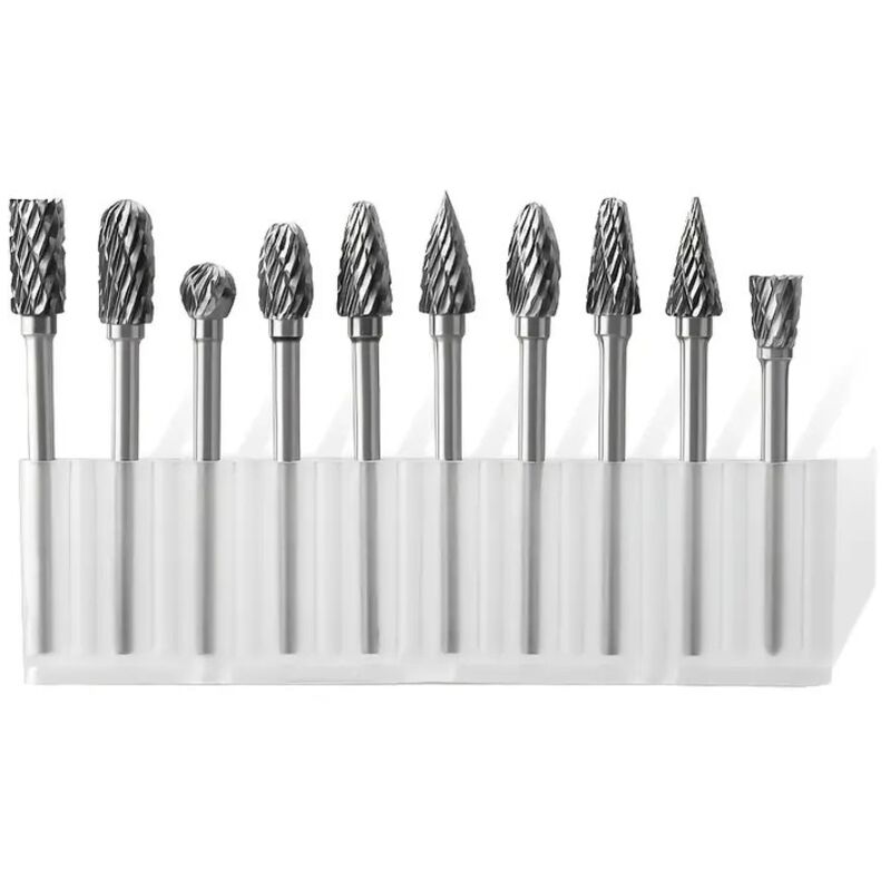 Satz Von 10 Rotierenden Fräsern Aus Wolframkarbid – Durchmesser 6 Mm – Länge 43,5 Bis 50 Mm – Für Metallpolitur Und -fräsen