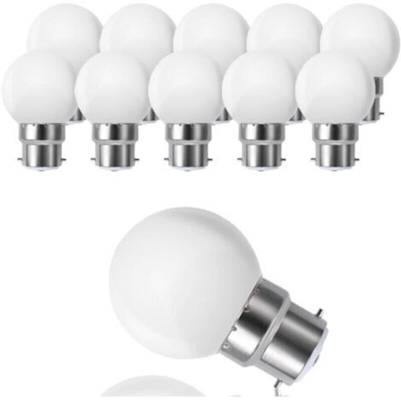 10er-pack Led-glühbirnen B22 G45, Warmweiß 3500 K, 3 W G45, 180 Lm, Gehäuse Aus Mattem Polycarbonat, Nicht Dimmbar [energieeffizienzklasse G] -inhhub