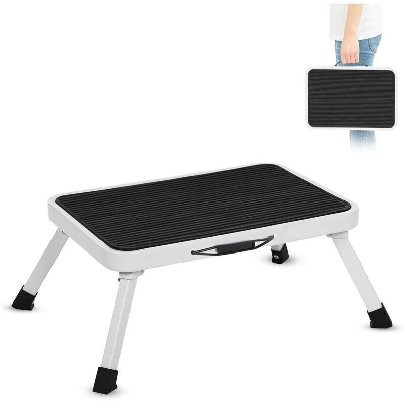 Klappbare, Rutschfeste Trittstufe 150 Kg – Stahl Und Gummi – Abmessungen 38x26x20 Cm – Leicht Und Tragbar
