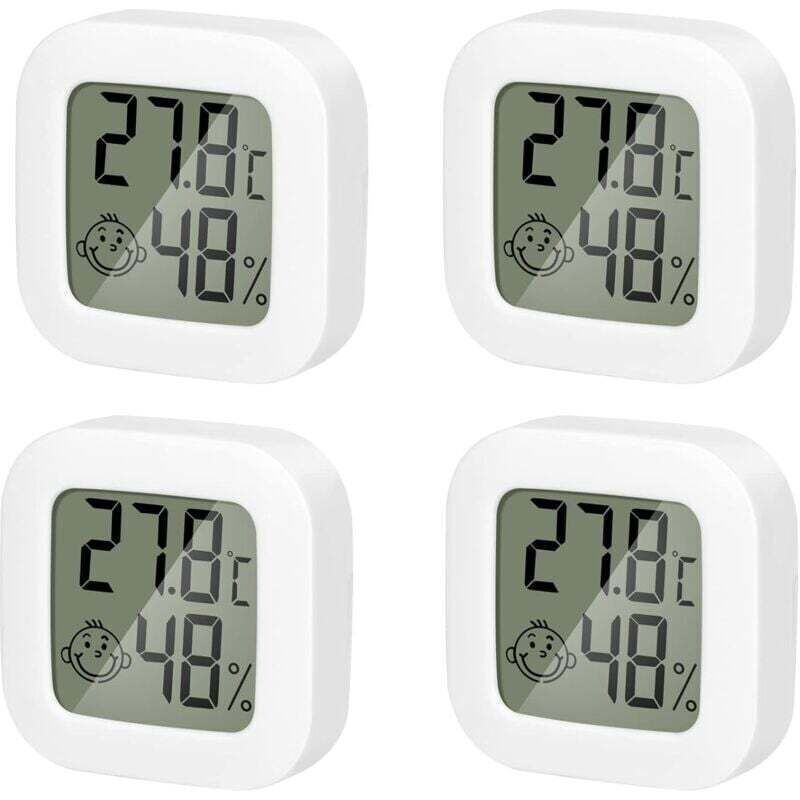 4er-pack Innen-thermometer, Mini-thermometer Und Hygrometer Mit Hoher Genauigkeit, Temperatur- Und Feuchtigkeitsmonitor Mit Komfort-luftsymbol Für Küche, Babyzimmer, Gewächshaus, Lager Und Büro