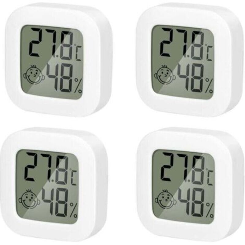 4er-pack Innen-thermometer, Mini-thermometer Und Hygrometer Mit Hoher Präzision, Temperatur- Und Feuchtigkeitsmesser Mit Komfort-anzeige Für Küche, Babyzimmer, Gewächshaus, Lager Und Büro