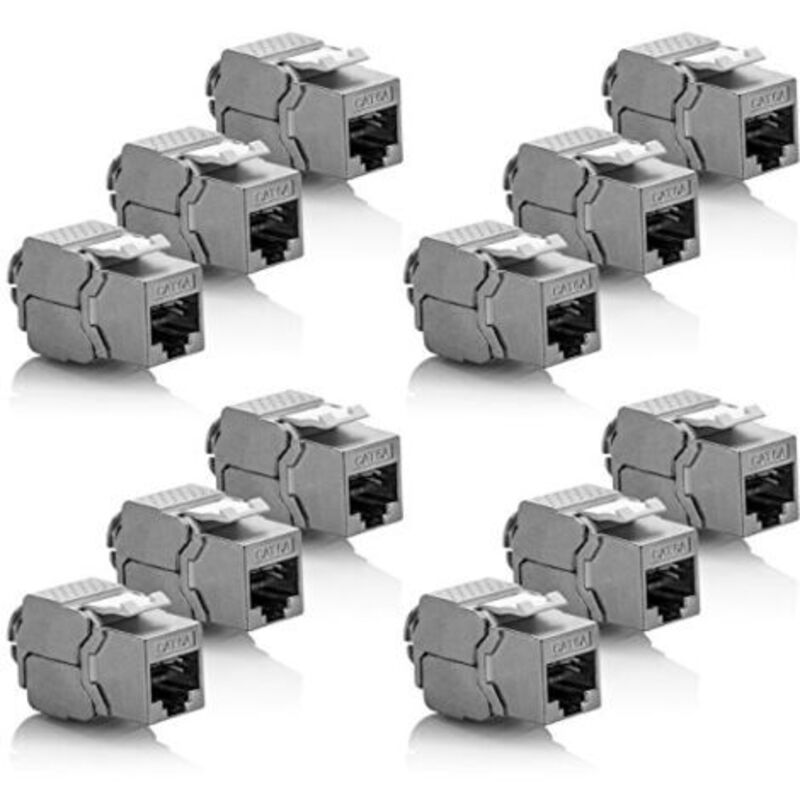 12x Modul Keystone Cat 6a Buchse - Geschirmt Stp Rj45 Stecker Snap-in Montage Für Rohkabel Cat 500mhz 10gbit/s