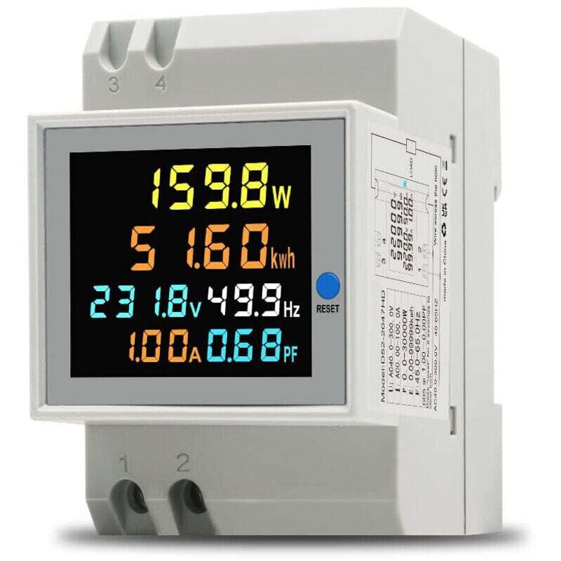 Digitaler Ac-energiezähler 40-300v 100a – Voltmeter Amperemeter Din – Messung Bis Zu 30000w – Kompatibel Mit Haus- Und Industrieanlagen
