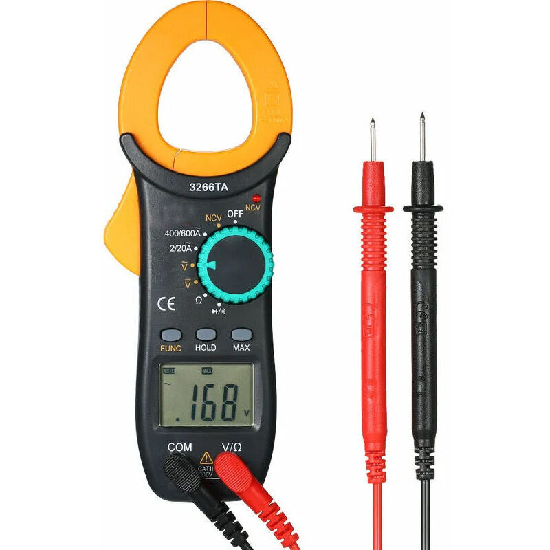 Digitale Stromzange, Automatischer Bereich, 2000 Counts - Kapazität, Akustische Durchgangsprüfung, Multimeter, Teststift, Stromzange
